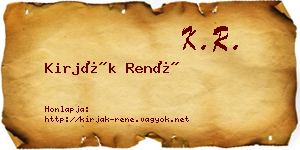 Kirják René névjegykártya
